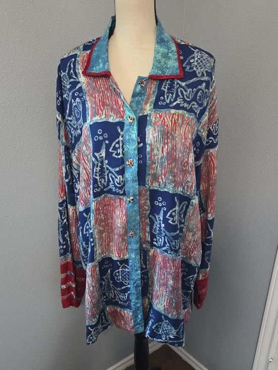 Nativewear Designs Tops - Vintage Multi-Color Patchwork Button-Down Shirt Sz XL
